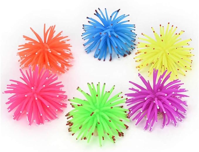 gootrades Pack of 6 Artificial Sea Anemone Coral Aquarium Fish Tank Ornament Plus Free Bio-Balls