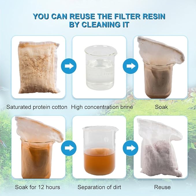 Nezo Aquarium Filtration Resin Yellow Water Remove for Fish Tank, Koi Pond, Fresh and Saltwater 100ml with Free Mesh Bag.