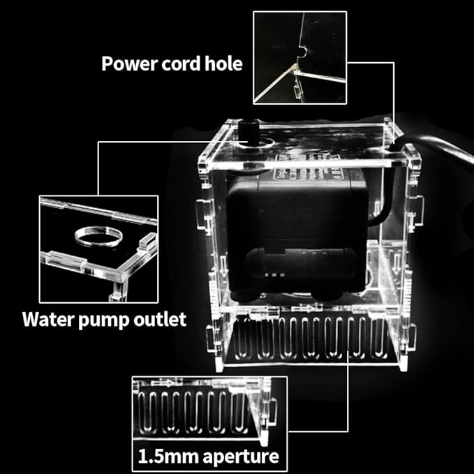 Fish Tank Water Pump Filter Netting Box Pump Barrier Bags Box Acrylic Protective Cover,Prevent Fish From Being Sucked Into the Water Pump Aquarium Accessory for Biological Filters Aquarium (Size 3)