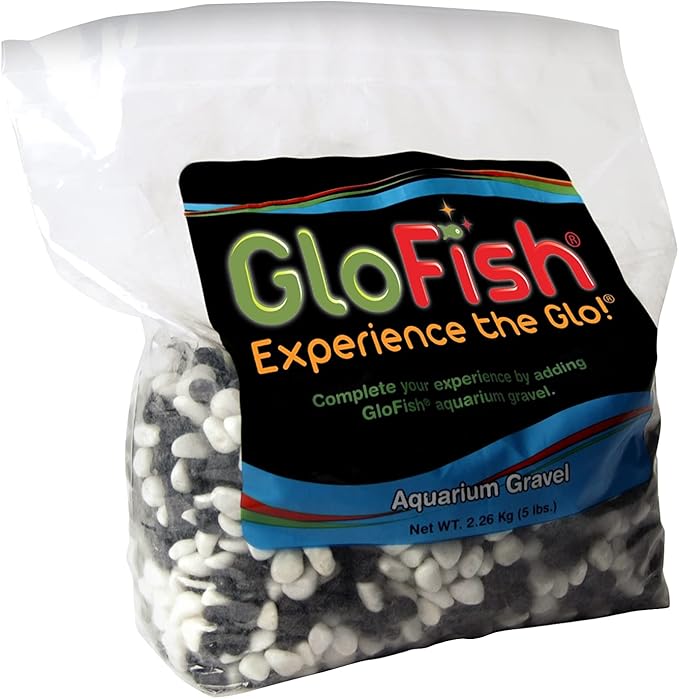 Glofish Aquarium Gravel, Black with White Fluorescent, 5-Pound Bag