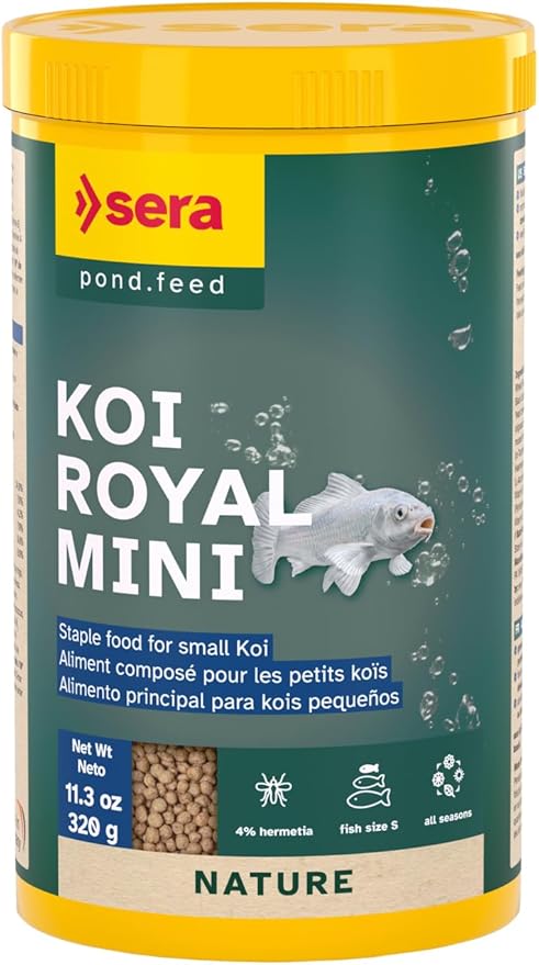 Sera Koi Royal Mini 1,000 ml 11.2 oz (320 g) | Floating koi Fish Food pellets for Ponds | Natural Fish Food with Insect Protein, Omega acids & prebiotics | Supports Growth, Immunity & Clear Water