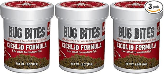 Fluval (3 Pack) Bug Bites Cichlid Formula for Small/Medium Fish (1.6 oz. Per Bottle)