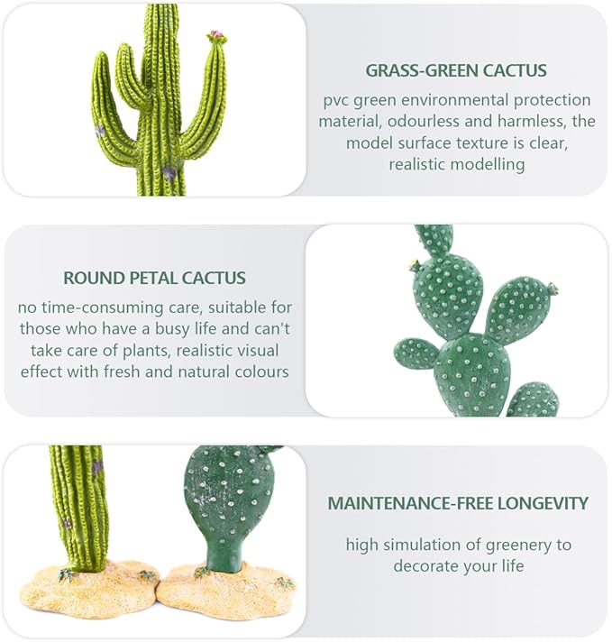 2Pcs Reptile Cactus Plants Terrarium Decoration Faux Reptile Terrarium Cactus Plant Landscape Decoration for Turtle Lizard