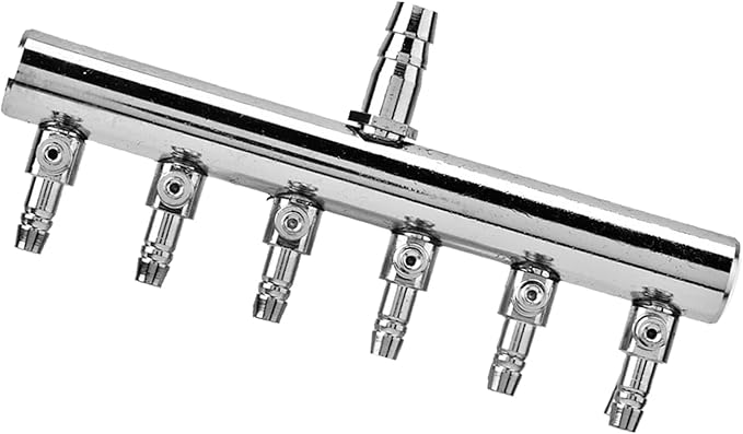 Yosoo Health Gear Air Valve, Air Splitter, Aquarium Air Valve, Stainless Steel Aquarium Fish Tank Air 8mm Turn to 4mm Splitter Control Valve(8 to 4mm six-Hole shunt)