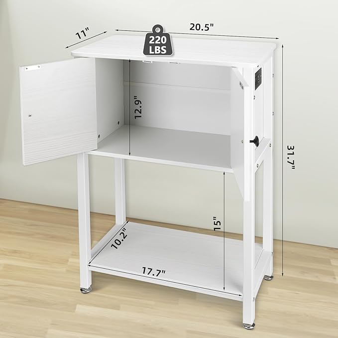 BEURUKU 5-10 Gallon Fish Tank Stand, Heavy Duty Aquarium Stand with Cabinet & Power Outlets for Fish Tank Accessories Storage, Double Reptile Terrarium Stand 20.5" L* 11" W Tabletop, White
