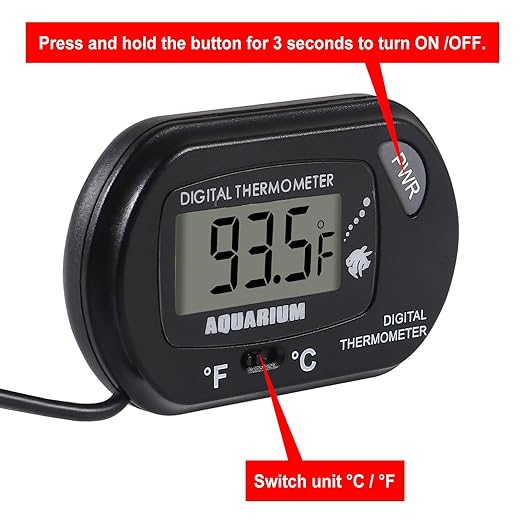2Pack Digital Aquarium Thermometer with Large LCD Display, Reptile Thermometer for Vehicle, Terrarium, Fish Tank, Refrigerator