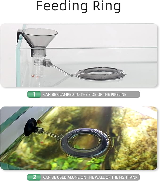 UPETTOOLS Shrimp Feeding Dish Set, Aquarium Fish Feeder Tube Kit Clear Durable Shrimp Feeding Tube with Feeding Ring, Cleaning Brush for Fish Tank