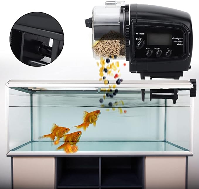 Automatic Fish Feeder Adjustable, Feeder with Display Screen, Timing Food Dispenser Stable Feeding Tool for Water Tank and Aquarium Daily Use