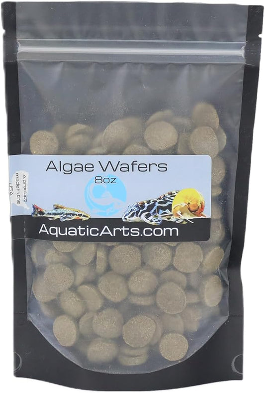 Aquatic Arts Algae Wafers (8 Ounce) Sinking Food for Live Aquarium Shrimp, Fish (Pleco/Tetra), Snails, and Bottom Feeders | High Protein Spirulina Blend Fish Food for Fish Tank Aquariums