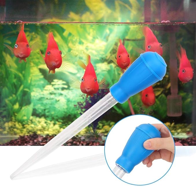 Fish Pipette Dropper, Aquarium Dropper Mini Manual Water Changer Aquarium Gravel Cleaner Waste Remover Changer Aquarium Dropper Pipette Feeder Water Transfer(Blue)