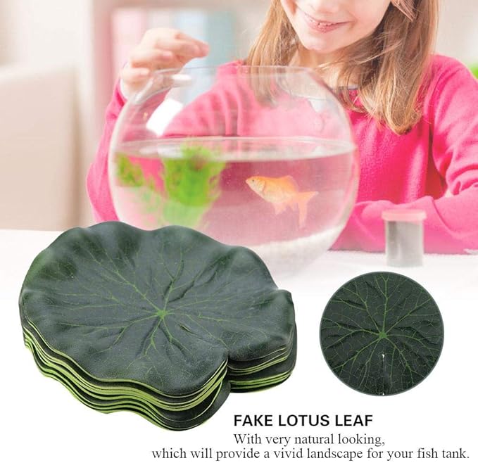 Sheens 10Pcs Aquarium Artificial Lotus Leaf, Fish Tank Water Landscape Decoration Simulation Plastic Floating Lotus Leaves for Freshwater Saltwater Aquarium