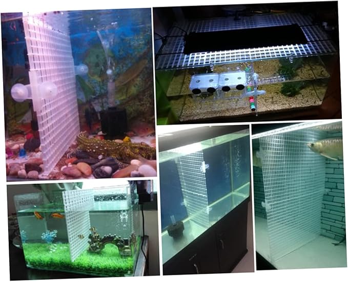 STOBOK 1 Set Fish Tank Divider Panel Aquarium Isolate Board Egg Crate Grid Divider Grid Bottom Drip Tray Cover with Suction Cup for Shrimp Breeding Transparent