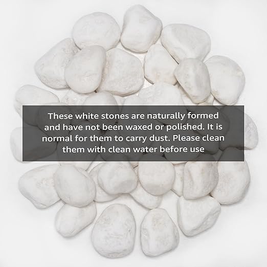 White Natural River Rocks, 1.5-2.5 Inch Decorative Stones for Plants, Garden, and Landscaping – 20LB, Ideal for Fish Tanks, Vases, Crafting, Home Decor, and Outdoor Landscaping