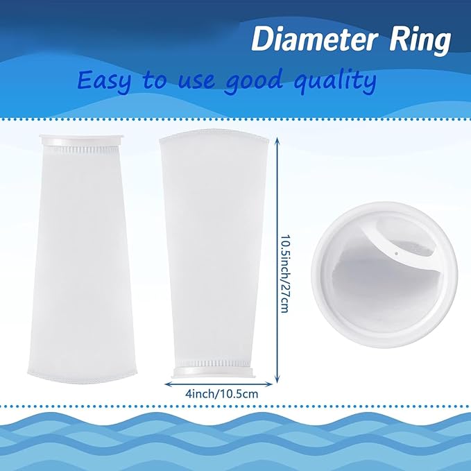 Tudomro 16 Pack 4 Inch Ring Filter Socks 200 μm Aquarium Sump Pool Filter Sock for Fish Tank Freshwater Saltwater Aquarium