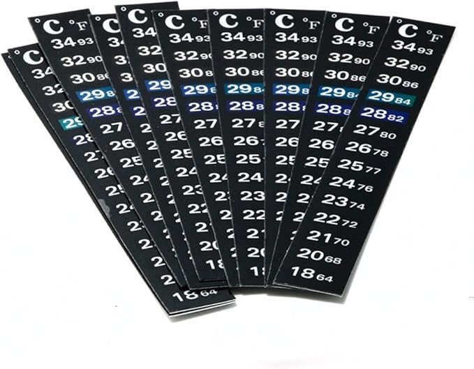 Aquarium Thermometer Strips Adhesive Sticker 64-93 Fish Tank Wine Jar 18C-34C Color-Changing Analog Display
