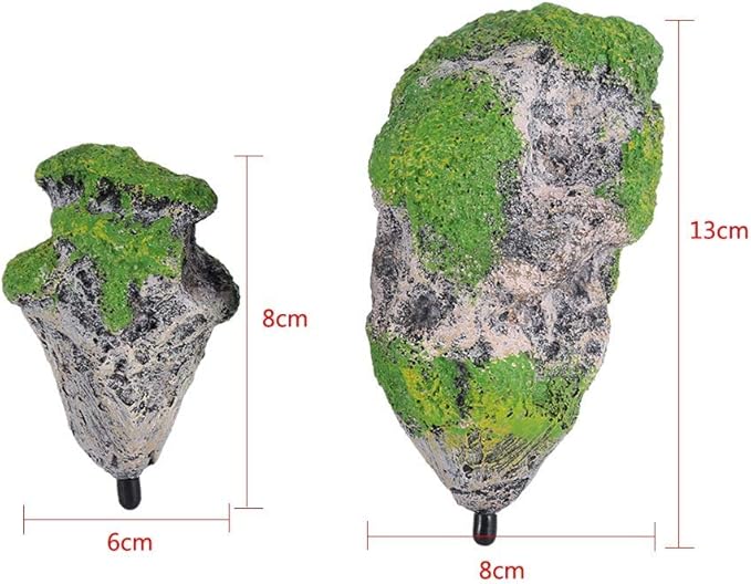 Zerodis Artificial Suspended Rock,Floating Moss Rocks Resin Stone Decorations Flying Suspended Stone Decoration(S)