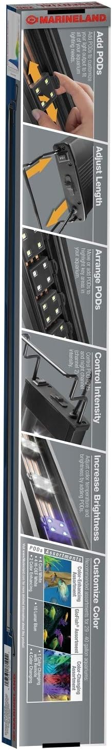 Marineland Fully Adjustable Essential LED Light for 29 Gallon Aquariums, Customizable Lighting