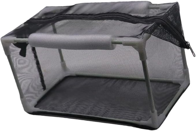 Aquarium Separation Net Breeding Box Nylon Mesh Multipurpose Pp Frame with Zipper for Fish Spawn Hatchery Easily Install, 42x22x22cm