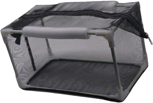 Aquarium Separation Net Breeding Box Nylon Mesh Multipurpose Pp Frame with Zipper for Fish Spawn Hatchery Easily Install, 42x22x22cm