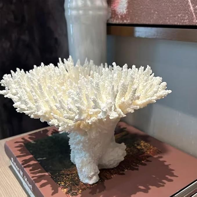 decorlWhite reefs, Artificial Coral Statues, Nautical Decorations for Beach Themed Homes, Resin Artificial Coral Ocean Decorations (Medium Code)