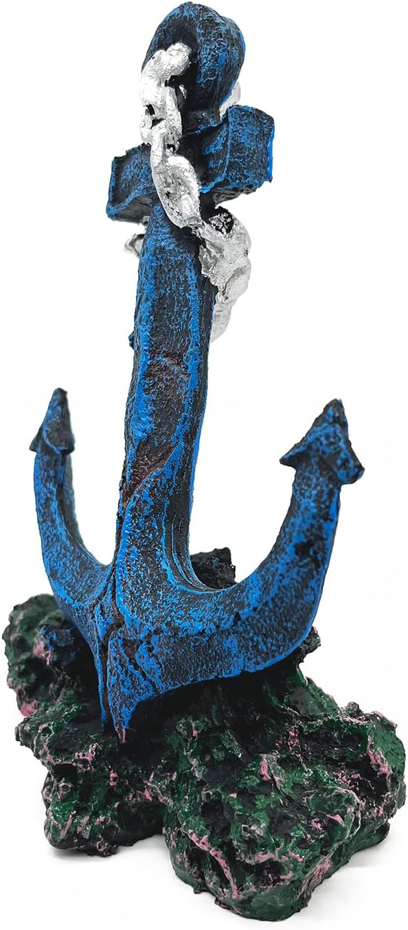 J-star Aquarium Anchor Decor, Realistic Ship Anchor Ornament for Fish Tank, Resin Underwater Decoration for Freshwater & Saltwater
