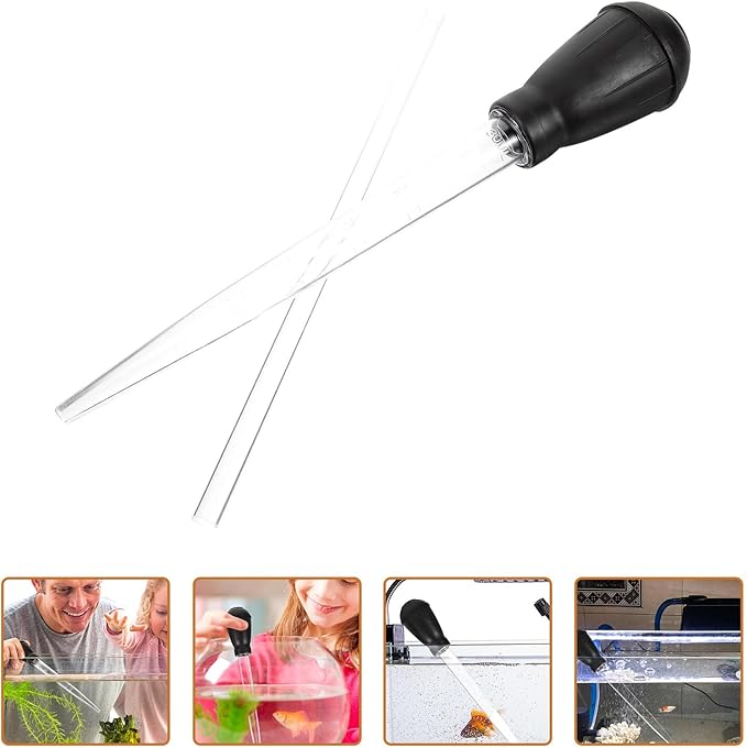 Luxshiny Aquarium Fish Tank Siphon Gravel Manual Water Sand Vacuum Tube for Household Fish Tank Cleaning and Faeces Removal, Mini Black Aquarium Sand Cleaner