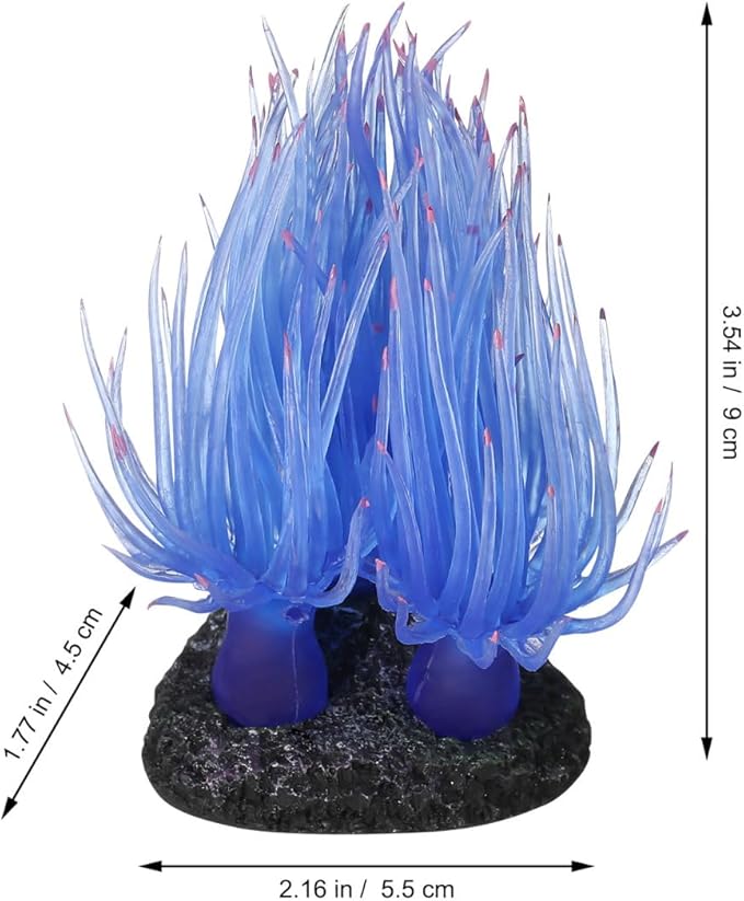 Artificial Coral Ornament for Fish Tank Aquarium Decoration Lifelike Soft Reef Coral with Stable Base Water Landscape Decor Accessory 3.14X2.95X2.95In