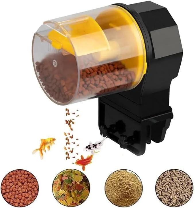 Automatic Fish Tank Feeder Intelligent Timing Automatic Feeder Aquarium Goldfish Feeder Large Capacity Fish Aquarium Feeder (Color: Yellow)