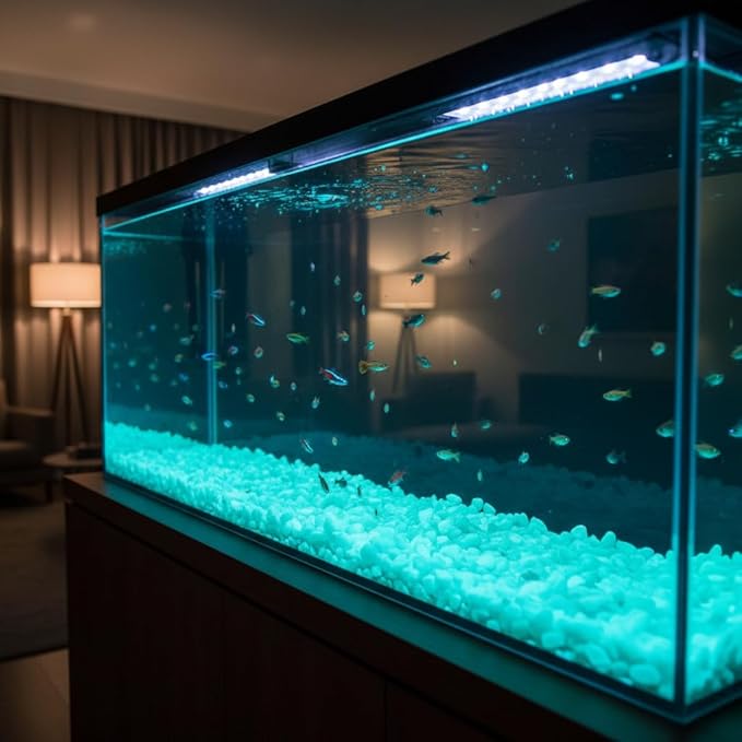 Shiny Stone Glow in the Dark Gravel Stones Rocks, Aquarium Gravel, Glow Rocks Stones,Decorative Rocks for Fish Tank Aquarium Garden Planter Landscape Decoration,280g/10oz (8-15mm, Blue Green)