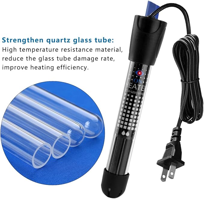 DOMICA 50W Adjustable Aquarium Heater, Submersible Water Heater for Small Fish Tank (8-16 gallons) with Free Thermometer Sticker
