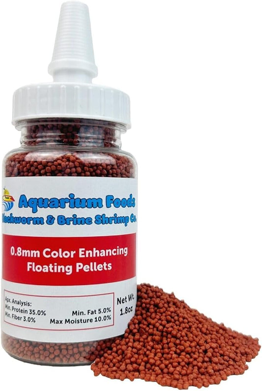 0.8mm Micro Intense Color Enhancing Floating Pellets for Guppies, Tetras, Bettas, Nano Fish, All Baby Fish…1.8oz Squeeze Bottle
