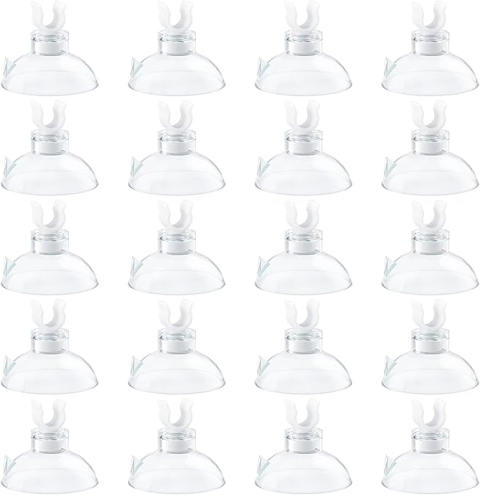 Pawfly Aquarium Suction Cup Clips for Standard 3/16" ID Airline Tubing Clear Air Hose Holder Clamp Accessories for Fish Tank Aeration Setup, 20 Pack