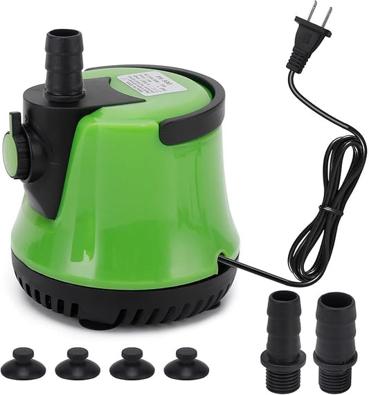 25W Water Pump 350GPH Submersible Pump, 1200L/H, Max Lift up to 6ft, Fountain Pump with Adjustable Switch 2 Nozzles 6ft Power Cord for Fountain, Fish Tank, Pond, Statuary, Aquarium (Green)