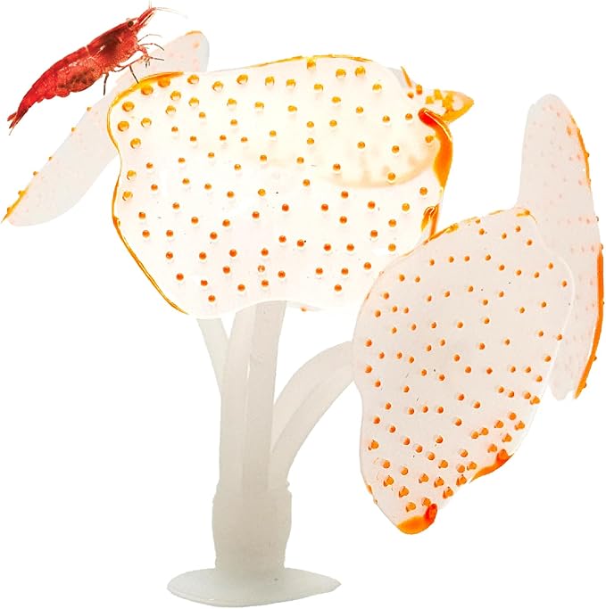 CTWPets Glowing Artificial Coral Aquarium Decoration – Starlight Feather Silicone Ornament – UV & Blue Light Reactive Fish Tank Decor (Glowing Orange)