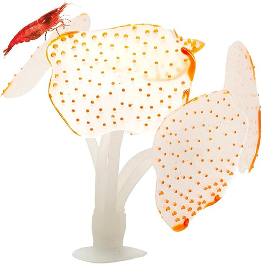 CTWPets Glowing Artificial Coral Aquarium Decoration – Starlight Feather Silicone Ornament – UV & Blue Light Reactive Fish Tank Decor (Glowing Orange)