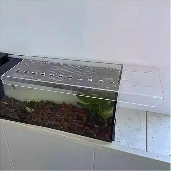 Aquarium Anti-Jump Cover， Clear Acrylic Ventilation Anti-Jumping Hood with Vent Port Custom & Cuttable(L20xW20cm(7.9x7.9in))