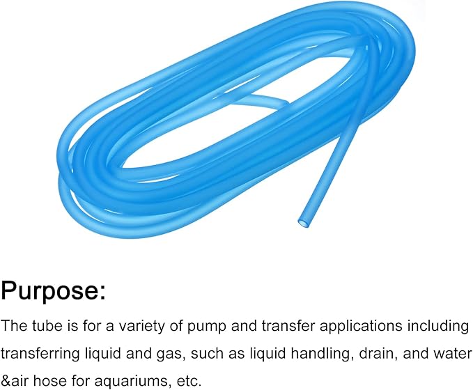 uxcell Aquarium Airline Tubing Hose 5/32" ID 15/64" OD 1Pcs 13.12 Ft Silicone Flexible Airline Tubing for Fish Tank, Terrariums, and Hydroponics, Blue