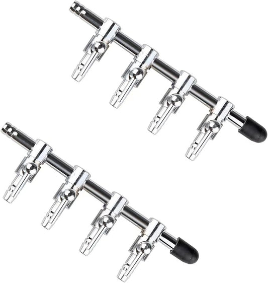 JJLFresheners 4-Way Air Flow Control Lever Valve with Airline Tubing Connector for Aquarium (2 Pcs, Silver, White)