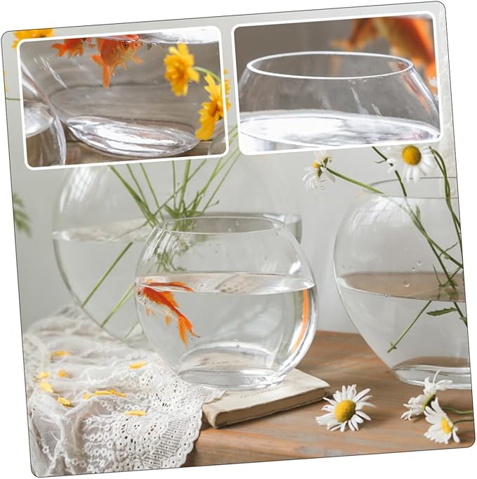 Transparent Fish Tank Desktop Aquarium Delicate Shape for Home Office Decor Space-Saving Design for Betta Fish