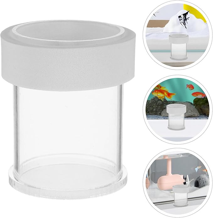 GLEAVI Aquarium Fish Tank Feeder Floating White Large Semi-Automatic Shrimp Feeding Dish with Acrylic Feeding Ring for Seahorses and Aquatic Snail Feeders