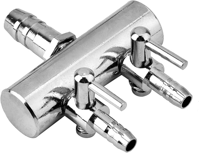 Aquarium Air Valve, Air Splitter Aquarium Tubing Connectors, Steel Aquarium Air Pump Accessories, Aquarium Aalve Aplitter for Fish Tank Air Pumps (8 to 4mm Two-Hole Splitter Head)