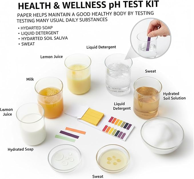 Uric Acid Test Kit, 10PCS Litmus Paper 1-14 Acid Test Kit Strips for Wet Soap, Lemon Juice, Milk, Liquid Detergent, Wet Soil, Saliva, Sweat