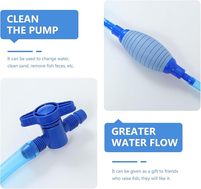 Toyvian Fish Tank Cleaner Gravel Vacuum Water Changing Device Sand Washing Tool Large Blue Aquarium Gravel for Household Aquatic Pet Maintenance