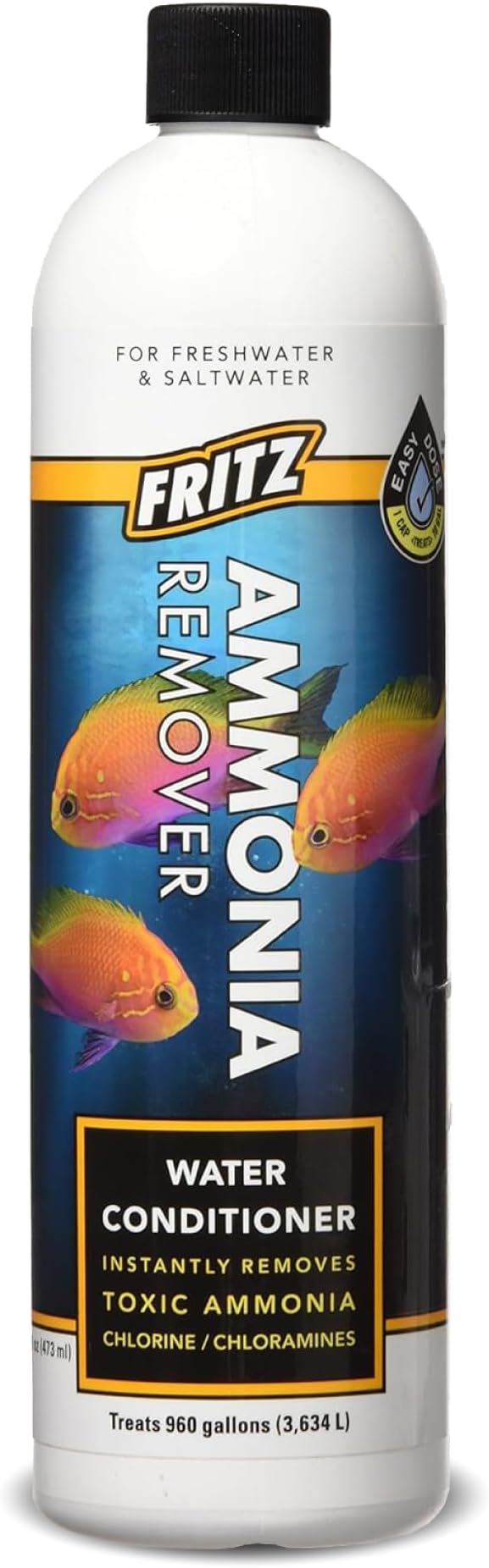 Fritz Aquatics ACCR Water Conditioner Instantly Removes Toxic Ammonia/Chlorine & Chloramines for Fresh & Salt Water Aquariums (16-Ounce)