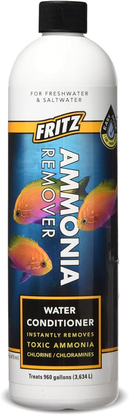 Fritz Aquatics ACCR Water Conditioner Instantly Removes Toxic Ammonia/Chlorine & Chloramines for Fresh & Salt Water Aquariums (16-Ounce)