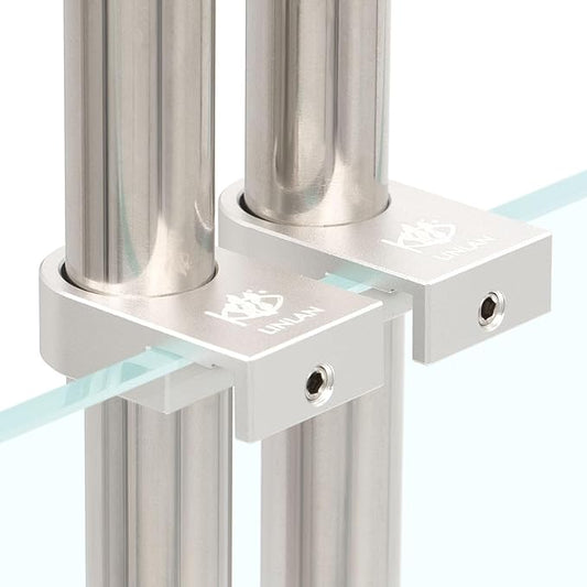 LINLAN Aluminum Alloy Aquarium Clamp with Anti-Overflow Groove for Filter Inlet and Outlet Pipes in 12/16mm (1/2" i.d.) Rimless Aquariums