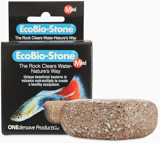 EcoBio-Block Natural Volcanic Rock for Aquarium Water Clarity & Balance — Low-Maintenance Alternative to Weekly Additives — for Freshwater Fish, Turtles, Shrimp & Frogs (Mini, 3-8 gal)