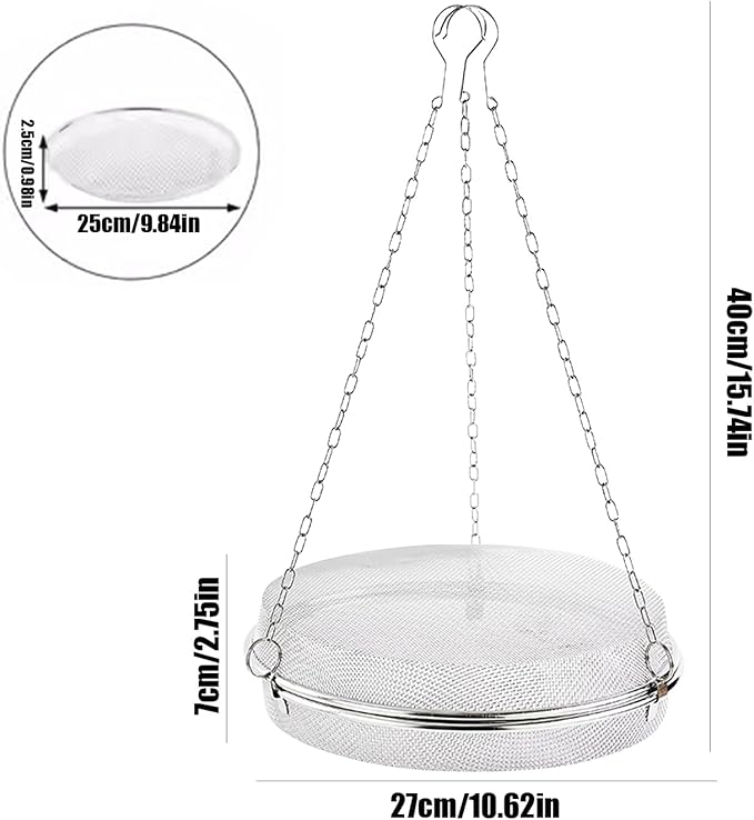 Hanging Fish Drying Net – Round Stainless Mesh Rack, Foldable Food Dehydrator | Multi Tier Dry Net Basket, Fly Resistant Hanging Racks for Herbs, Seafood, Spices, Fruits and Kitchen Gardens