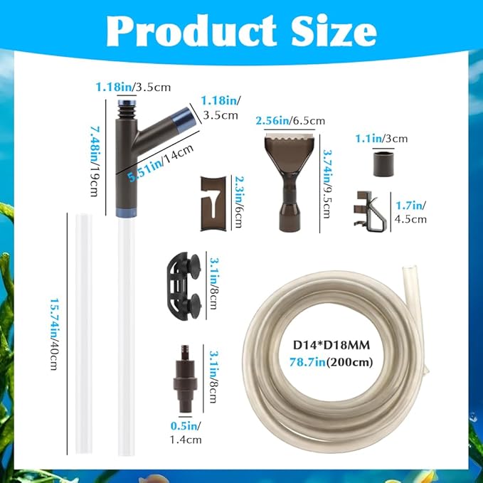 Fish Tank Cleaner Kit,Fish Aquarium Gravel Cleaner Small Manual Aquariums Water Changer for Fish Turtle Tanks Cleaning Manure Sand Wash(Color:Black+Transparent)