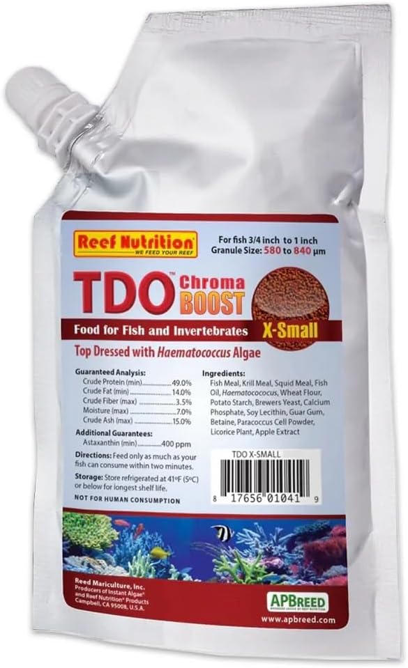 TDO Chroma Boost 16 Oz Extra Small Pellet 0.5 to 0.8mm for 3/4" to 1" Fish Aquarium Fish Food